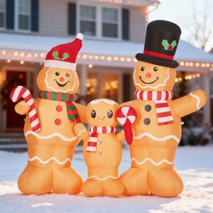 Decorazione Natalizia Gonfiabile Illuminata da 1,9 m, Famiglia di Omino di Pan di Zenzero in PVC, Divertenti Decorazioni da Giardino Gonfiabili - Product Image 1