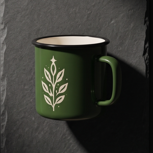 Special Eco Friendly Style Iron Enamelware Cup Leaf <b>Branch</b> Art Design <b>Light</b> Metal Drinkware Trade Supply Distribution Hub - Product Image 4