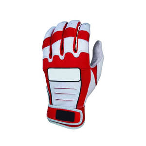 Gant de frappeur en cuir rouge et blanc, main droite, rembourré, fermeture auto-agrippante, unisexe, pour entraînement adulte - Product Image 2