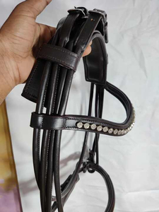 Horse Bridle Wholesale Handmade Full Size Leather Bridle with Reins Durable <b>Equestrian</b> Tack for Riding Training Black Cob - Product Image 2
