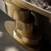 Vente en gros la plus récente de table console ovale de salon table de couloir de luxe en acier inoxydable doré pour la maison et l'hôtel