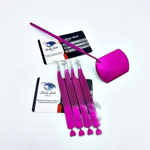 LUCKY LASH TOOLS Pince à épiler pour cils en acier inoxydable de haute qualité, antistatique, avec poignée transparente rose vif, longueur 10 mm - Product Image 3