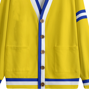 Cardigan en laine/cachemire épaisse Sigma Gamma Rho pour l'hiver, jaune, bleu, blanc, boutons en bois, poches plaquées |   Vêtements en polaire tricotée Greek Life - Product Image 2