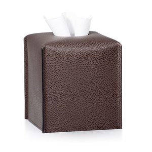 Minimalist Square PU Leather Tissue Box Cover Decorative Facial Tissue Holder Modern Tissue Dispenser for Home Office Hotel <b>Bath</b> - Product Image 5