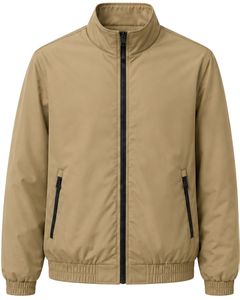Customized Khaki <b>Men</b> <b>Lightweight</b> Bomber <b>Jacket</b> Full Zip Casual Windbreaker Stand Collar Autumn Streetwear Fashion Outerwear Coat - Product Image 1