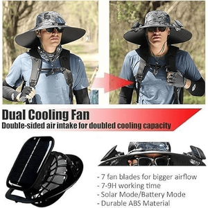2025 nuovo cappello a doppio potere per ventilatore solare protezione solare cappello da pesca all'aperto con ventilatore ad energia solare - Product Image 6