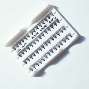 Cils individuels 20D 30D faits à la main, effet duveteux, en cheveux synthétiques, thermocollés, sans nœuds, avec logo personnalisé, couleur foncée - Product Image 3