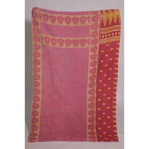 Couverture Kantha florale, jeté en coton bohème, couverture réversible vintage indienne faite à la main, idée cadeau - Product Image 1