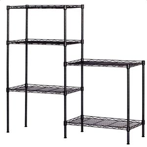 Adjustable 5 Shelf Metal <b>Wire</b> <b>Rack</b> Organizer with Hooks for Storage Shelving Units - Product Image 1