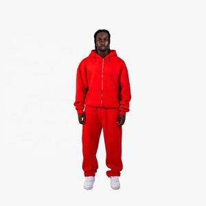 High Quality Custom Logo Flared Oversized <b>Tech</b> Fleece 100% Cotton Sweatsuits Zip Up Hoodie Tracksuit Set For Men - Product Image 1