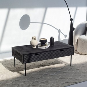 Mesa de Centro y Mueble para TV Vandana Astra Hexa Negra de 2 Cajones para Decoración Moderna de Sala de Estar - Product Image 1