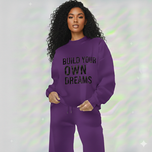 Conjunto de Sudadera Oversize Naranja con Cuello Alto y Pantalones Anchos a Juego para Mujer, con Estampado Gráfico Motivacional, Ropa de Estar por Casa - Product Image 4