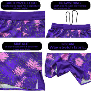 Shorts Deportivos Ajustados para Mujer, Color Morado con Estampado, Material Elástico de Spandex y Poliéster, Corte Corto, Ropa de Combate - Product Image 6
