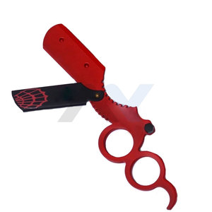 Rasoir droit Barber Cut Red Throat pour la barbe, lame noire, réutilisable, pour le rasage et l'entretien des poils du visage masculins - Product Image 3