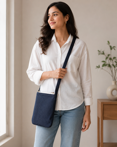Denim Crossbody Sling <b>Backpack</b> 400 GSM Zipper Travel Bag 30x20x10 cm Custom Logo Bulk OEM ODM Private Label Manufacturer Factory - Product Image 5