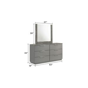 Elara Elegant Gray <b>Large</b> Wall Mirror with High Gloss <b>Marble</b> Lacquer Frame Two Tone Reflective Surface Includes Bracket - Product Image 3