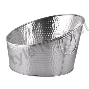 Cuve à boissons de grande capacité en acier inoxydable avec poignée de fête Cuve ovale en métal pour fêtes et événements Baignoire classique - Product Image 1