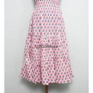 Robe longue trapèze chic en coton 100% indien, faite main, imprimé floral, épaules dénudées, pour soirée d'été – Vente en gros fabricant - Product Image 2