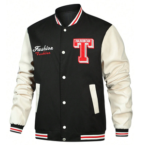 New Trendy High Demand Product Wholesale Rate Letter Embroidered Striped Trim Color Block Letterman Baseball Letterman Jackets - Product Image 1