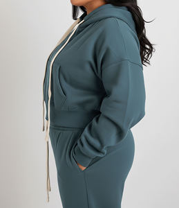 Sudadera con Capucha y Cremallera para Mujer, Color Sólido, Forro Polar, Manga Larga, Transpirable, con Logotipo Frontal, para Otoño - Product Image 6