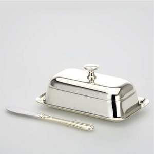 Beurrier de luxe en acier inoxydable avec poignée en forme de gland doré, récipient à beurre en métal avec couvercle pour la cuisine |   Pot à beurre décoratif - Product Image 6