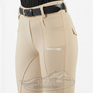 Leggings d'équitation pour femmes, style sans couture, flexibles, respirants, tissu extensible, grip en silicone - Product Image 1