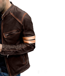 Gothic Cyber Moto Style Genuine Cow Skin Leather Canvas Printed Skull <b>Punk</b> Biker Letter Pattern Winter <b>Jacket</b> for Men - Product Image 2