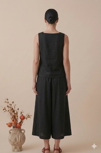 เดรสผ้าฝ้ายยาวคลุมเท้า แขนกุด คอวี ทรงหลวม สีพื้น เรียบง่าย สวมใส่สบาย เหมาะสำหรับงานปาร์ตี้ฤดูร้อนสำหรับผู้หญิง พร้อมดีไซน์กระเป๋าที่ระบายอากาศได้ดี - Product Image 2