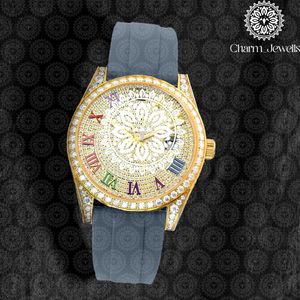 Reloj de Cristal de Lujo para Mujer Charm Jewells, Analógico de Cuarzo, Esfera Cuadrada en Oro Amarillo de 38 mm, Estilo Joyería de Moda - Product Image 3
