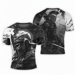 ชุดกีฬาคิกบ็อกซิ่ง เสื้อผ้าสำหรับต่อสู้กลางแจ้ง เสื้อรัดกล้ามเนื้อ โพลีเอสเตอร์ ยืดหยุ่น เสื้อยืดออกกำลังกาย - Product Image 5