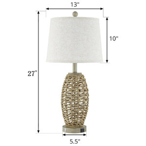 Ensemble de 2 lampes de table en rotin naturel de 27 pouces, décoration de table et accessoires - Product Image 3