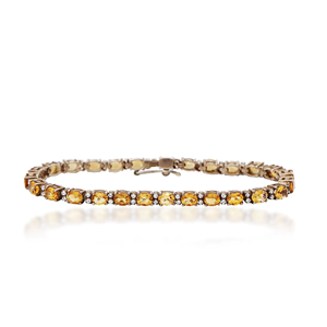 Handmade 925 Sterling <b>Silver</b> Tennis <b>Bracelet</b> for Women Natural Oval Cut Golden Citrine and Cubic Zircon for Weddings - Product Image 6