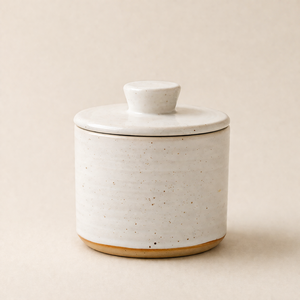 Handcrafted Ceramic <b>Spice</b> <b>Jar</b> Speckled Glaze Airtight Lid Compact Kitchen Storage Canister Rustic Countertop Accent Decor - Product Image 1
