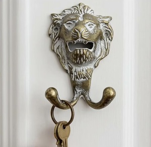 Gancho de Pared con Cabeza de León, 2 Ganchos, Hierro Fundido, Plegable, Ecológico, Impermeable, Autoadhesivo, Diseño Animal Vintage para Ropa - Product Image 4