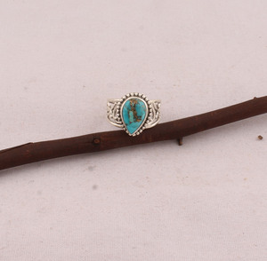 Shree Jaipur <b>Silver</b> Women's Classic 925 <b>Sterling</b> <b>Silver</b> Bezel <b>Set</b> Blue Copper Gemstone <b>Ring</b> for Engagement Wedding & Anniversary - Product Image 3