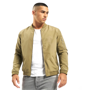 Blouson bomber en toile vert olive uni pour homme, fermeture éclair, col montant, décontracté, respirant, streetwear, vêtements d'hiver - Product Image 2
