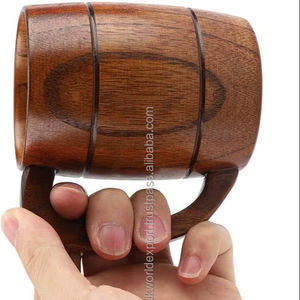 Taza de cerveza de madera hecha a mano clásica PC Tapa de bambú de estilo americano Regalo de negocios con el mejor mayorista de calidad de India FWE - Product Image 1