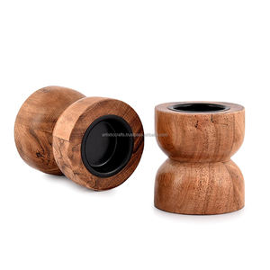 Venta al por mayor de lujo personalizado redondo hecho a mano de madera de acacia candelabro para el hogar decoraciones de Navidad y Pascua - Product Image 1