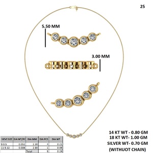 14K <b>Solid</b> <b>Gold</b> Diamond <b>Pendant</b> Necklace Five Stone Bezel Set Round Brilliant Jewelry for Women Gift Party - Product Image 5