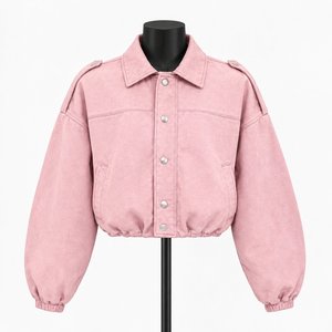 Chaqueta Bomber Corta para Mujer al por Mayor, Color Rosa, Chaqueta Casual de Moda, Ropa de Calle Personalizada - Product Image 1