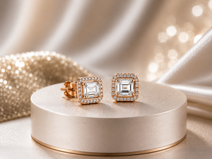 S925 Rose Gold Classic <b>Stud</b> Earrings <b>Emerald</b> Cut Moissanite Geometric Claw Setting Women's Luxury Fine Jewelry Wedding - Product Image 2