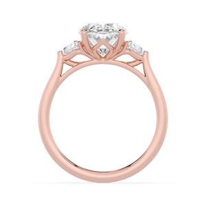 Bague de fiançailles en diamant de culture, or rose 10K, forme ovale fantaisie tête de veau, trois pierres latérales, super fantaisie, nouvelle arrivée - Product Image 6