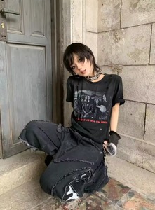 Conjunto de Camiseta y Pantalones Cortos con Estampado Gráfico Personalizado, Estilo Urbano, Corte Holgado, Estilo Hip Hop, Camiseta Deportiva con Estampado de Letras - Product Image 6