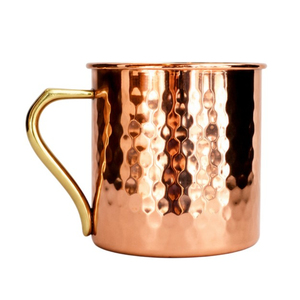 Mug à Moscow Mule en cuivre pur de style moderne, martelé, avec poignée en laiton, écologique, pour cocktails et bières - Product Image 2
