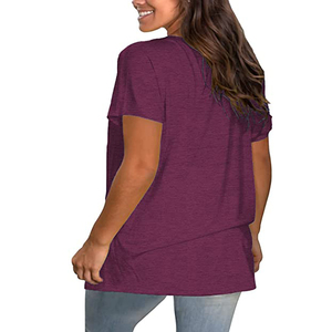T-shirt à manches courtes pour femme, col rond, violet, coupe ample, style décontracté, imprimé Be Kind, tissu jersey 100% coton, à porter toute l'année - Product Image 3