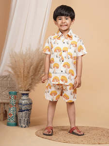 ชุดเสื้อผ้าเด็กผู้ชายผ้าฝ้าย100% สไตล์โมเดิร์นสีเก่าลำลองแขนสั้นลายเสือดาวสีทึบขนาด1-12ปี - Product Image 3