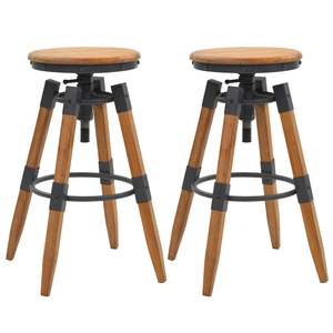 Ensemble de 2 tabourets de bar en bois de sapin massif et acier, finition bois naturel - Product Image 1