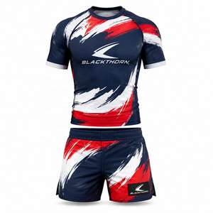 Ensemble de combat MMA pour hommes : Rashguard et short personnalisés en Spandex/Polyester extensible, sans coutures et à séchage rapide pour le Jiu-Jitsu et le Grappling - Product Image 2