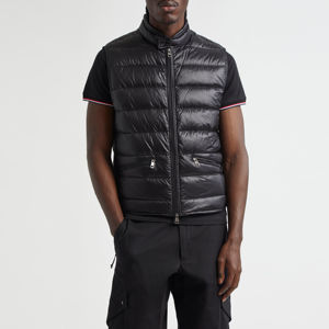 <b>Men's</b> <b>Black</b> Stand Collar Padded <b>Vest</b> With Zipper Closure Windproof Casual Winter Outerwear - Product Image 5