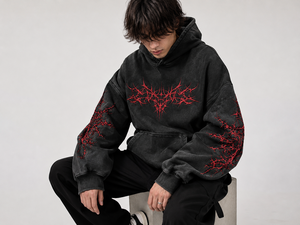 Wholesale Customized Embroidered Breathable Team Uniform <b>Pullover</b> Hoodie with Front Back Logos Full Sleeve Loose Fit Acid Wash - Product Image 1